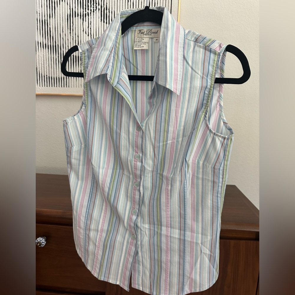 Fred David Y2K Multicolor Striped Sleeveless Shirt